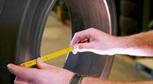 Reading tire sizes material handling